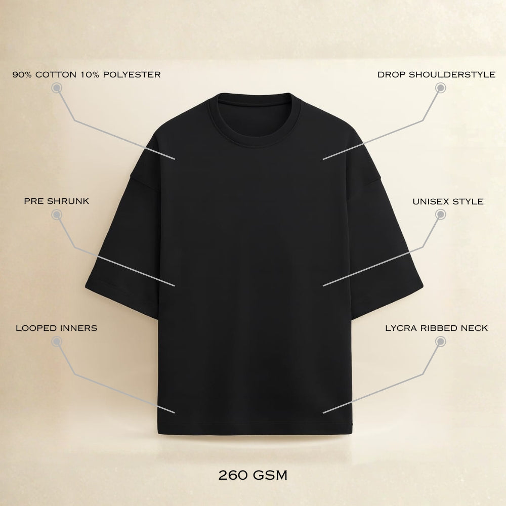 Premium Oversized Terry Cotton T-Shirt - 260 GSM Black