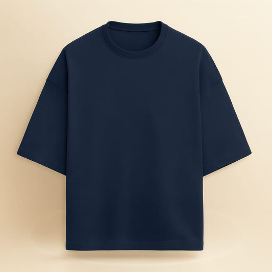 Premium Oversized Terry Cotton T-Shirt - 260 GSM Navy Blue